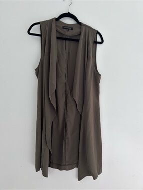 Dynamite Olive Drape Front Sleeveless Vest